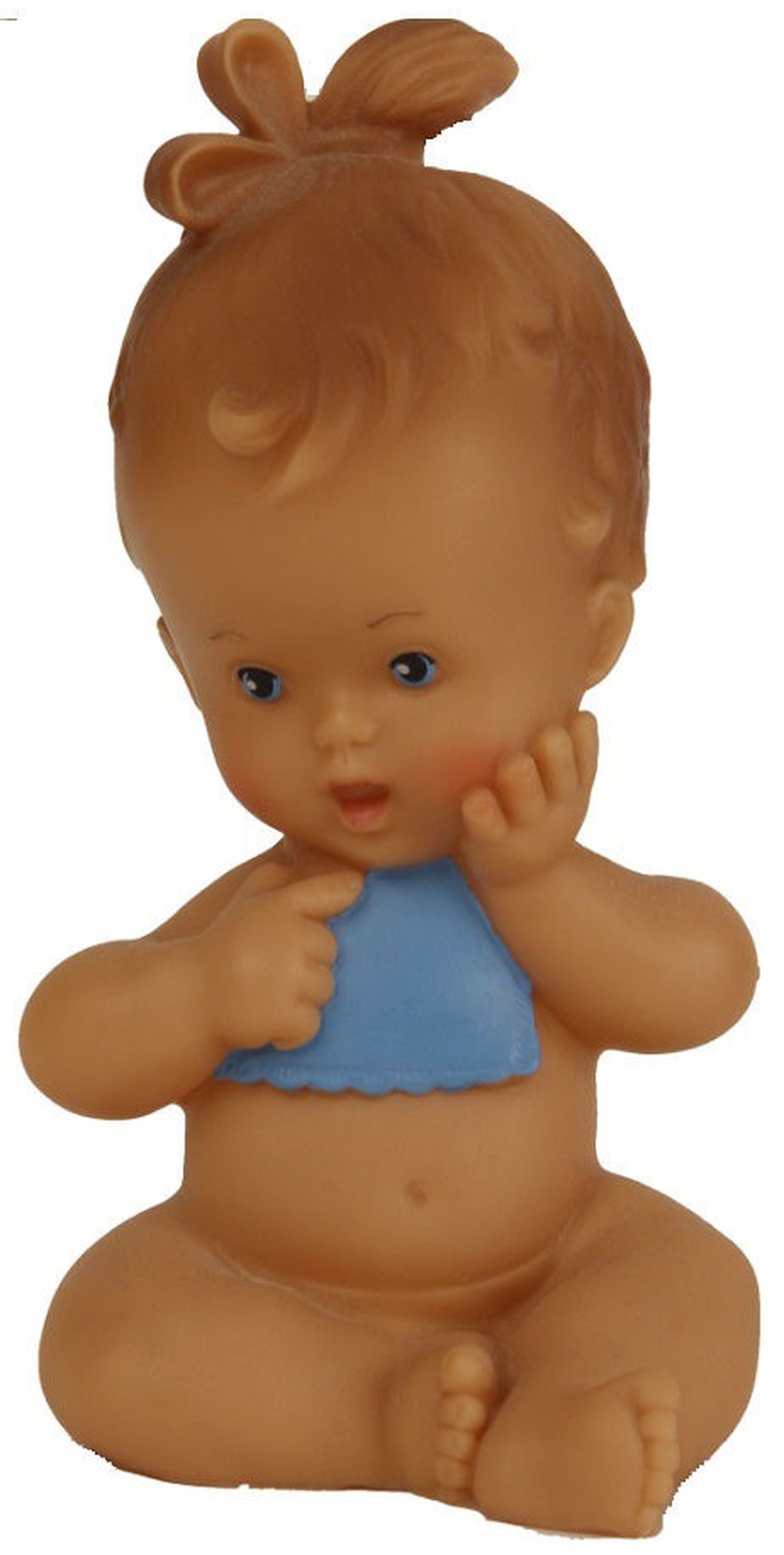 Виниловая игрушка-пищалка SCHILDKROET пупс в голубом слюнявчике 13 см фото