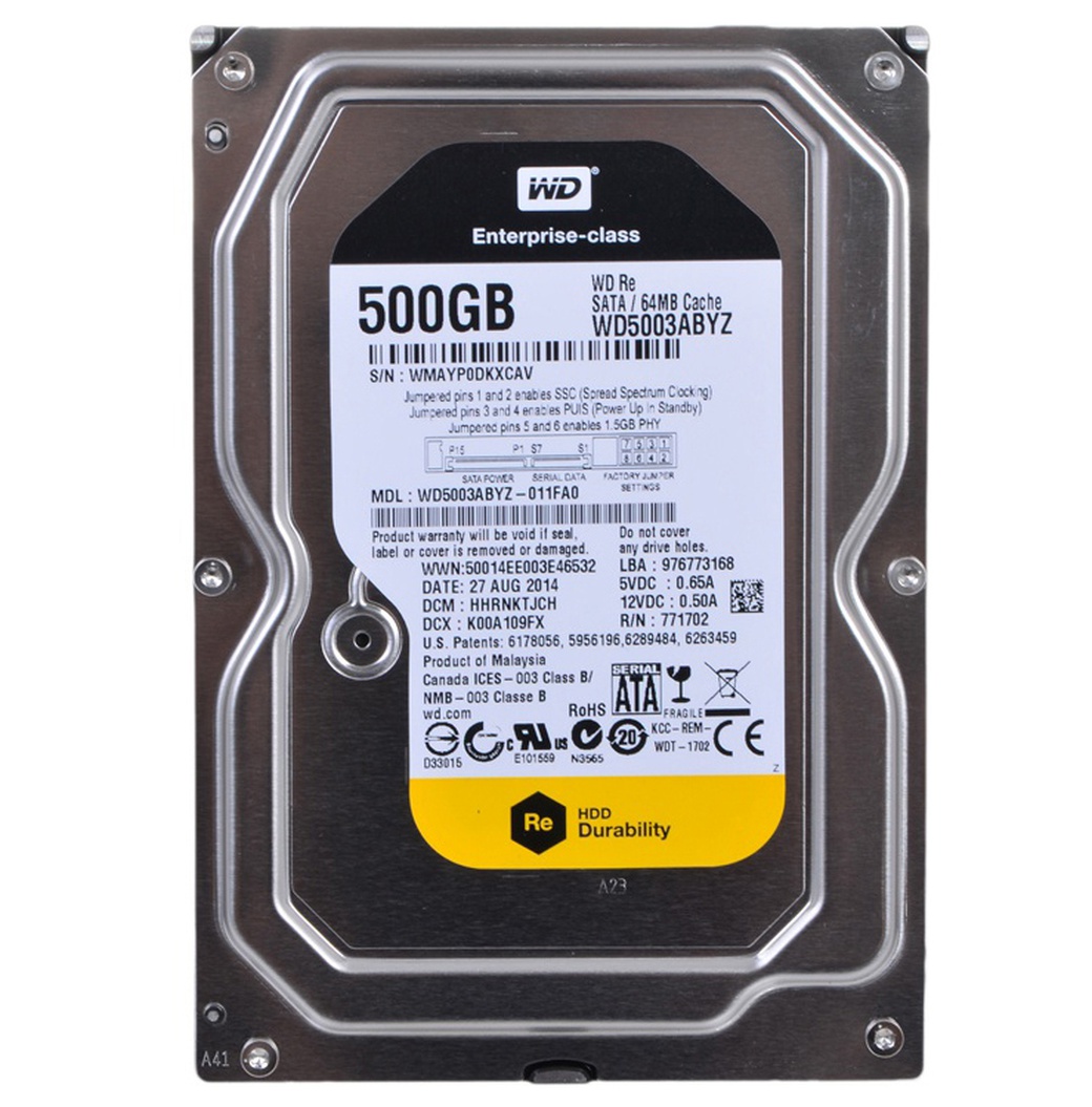 Жесткий диск Western Digital WD RE 500Gb 3,5" 7200RPM 64MB (SATA-III), WD5003ABYZ фото