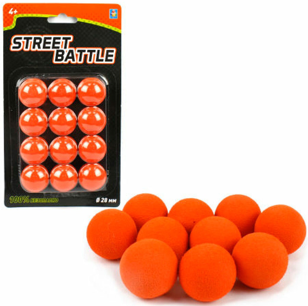 Патроны-шарики 1TOY для оружия Street Battle 3,4 см (12 шт.), ораньжевый. фото