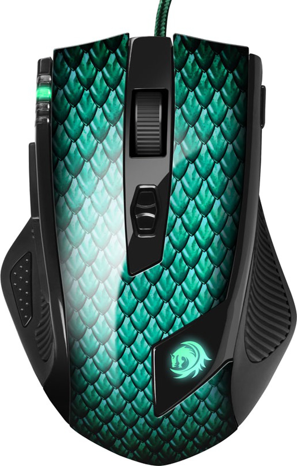 Игровая мышь Sharkoon Drakonia (11 кнопок, 5000 dpi, USB, зелёная подсветка) фото