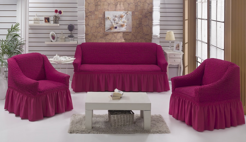 Комплект чехлов Bulsan на диван и 2 кресла светло-лавандовый фото