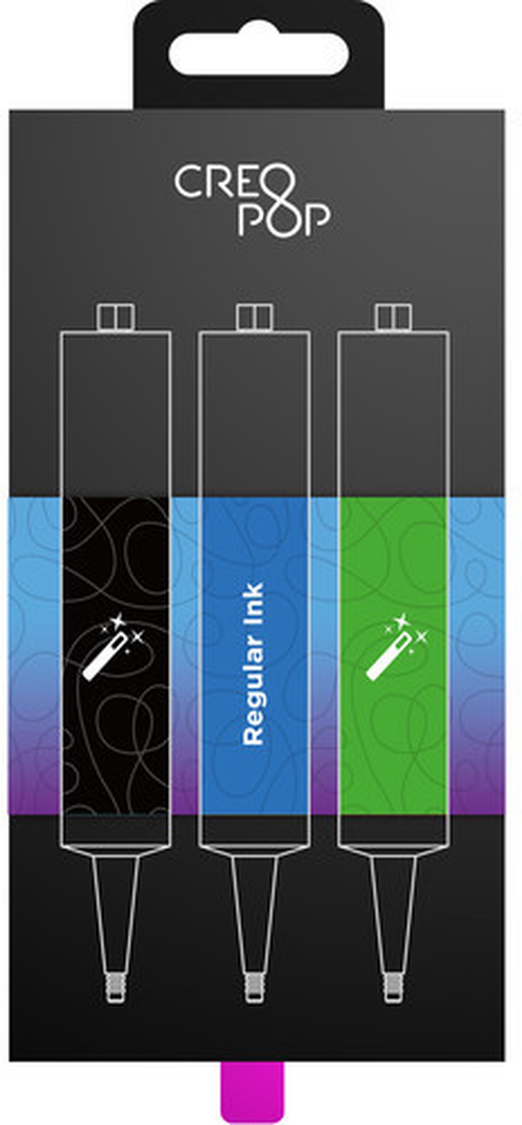 Картриджи чернила для 3D Ручки CreoPop Mix №2 Классика (Черный, Синий, Зеленый) фото