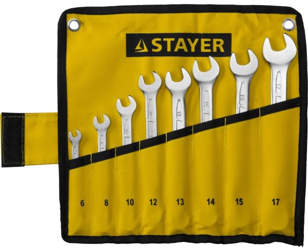Набор комбинированных гаечных ключей STAYER 8 шт, 6 - 17 мм фото