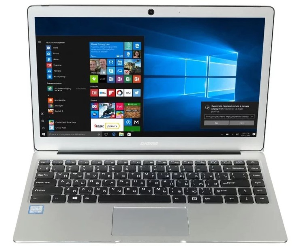 Ноутбук 13.3" Digma CITI E302 (Intel Core M3 7Y30/4Gb/64Gb SSD/1920x1080/Intel HD Graphics 615/IPS/Windows 10 Home) серебряный фото