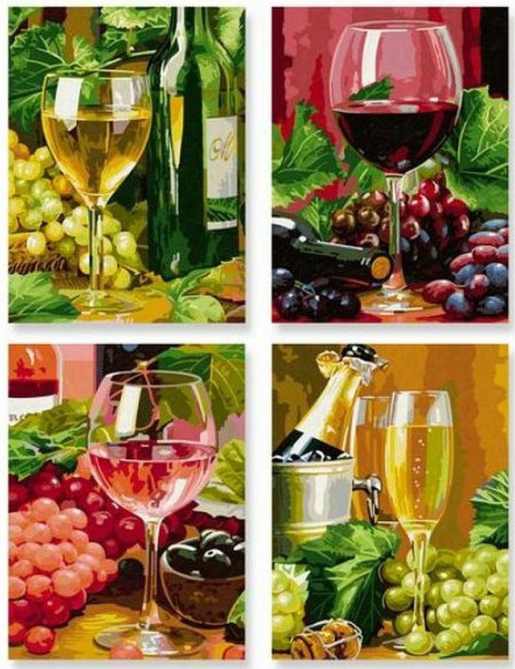 Schipper Вино - набор из 4 раскрасок по номерам, 18х24 см фото