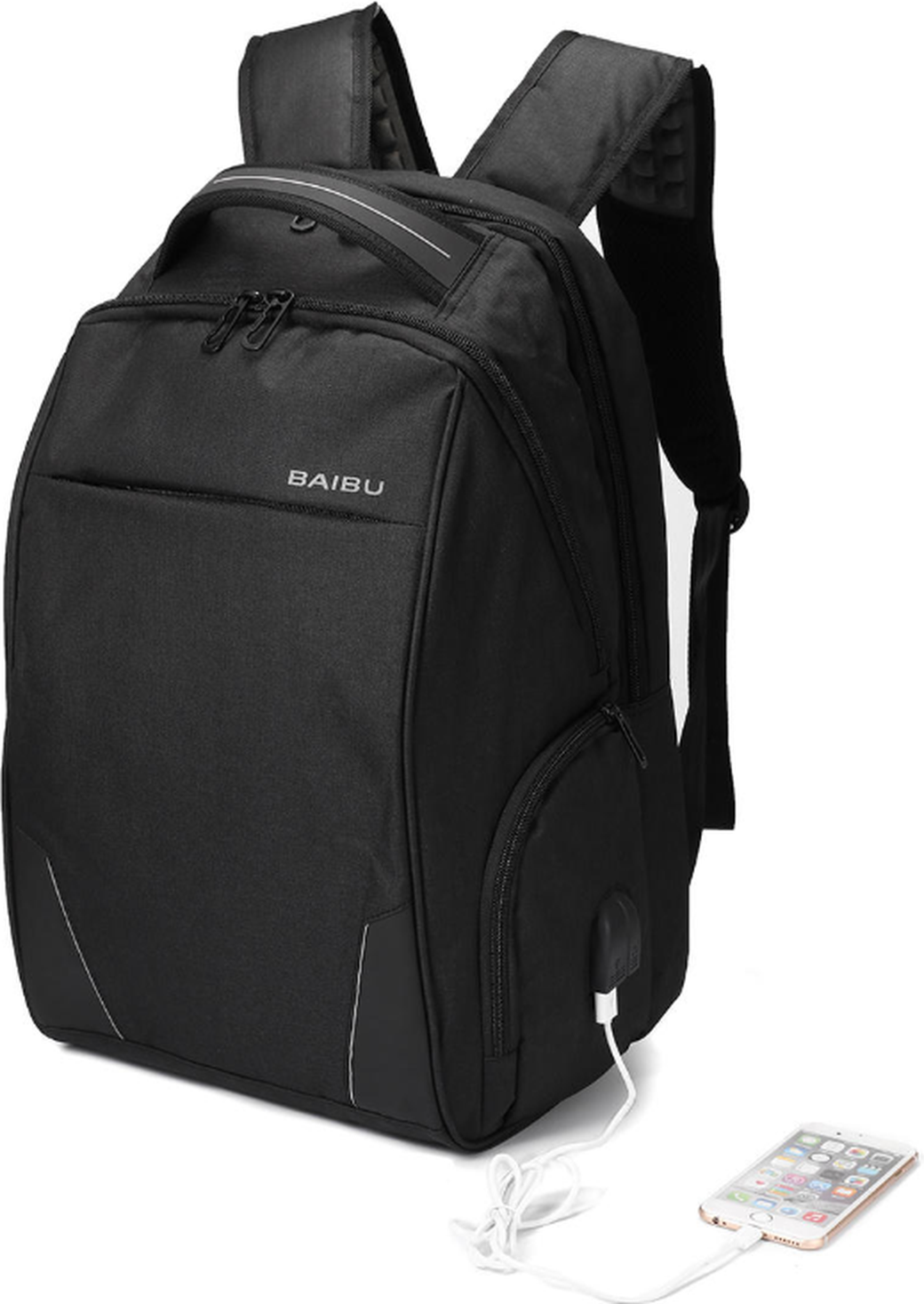 Рюкзак для ноутбука 15.6" с USB-портом, разъемом для наушников, черный фото