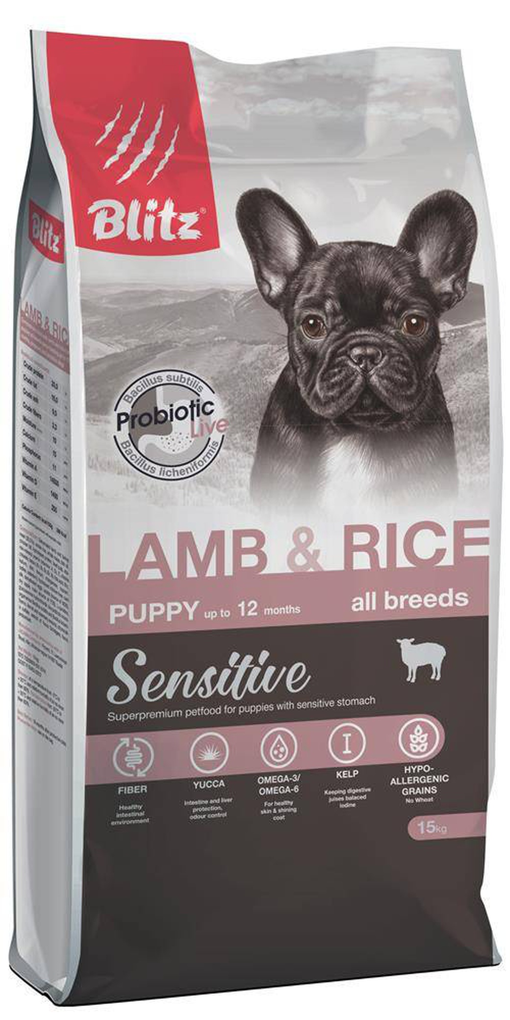 Корм для щенков Blitz Puppy Lamb & Rice, ягненок с рисом, 15 кг фото