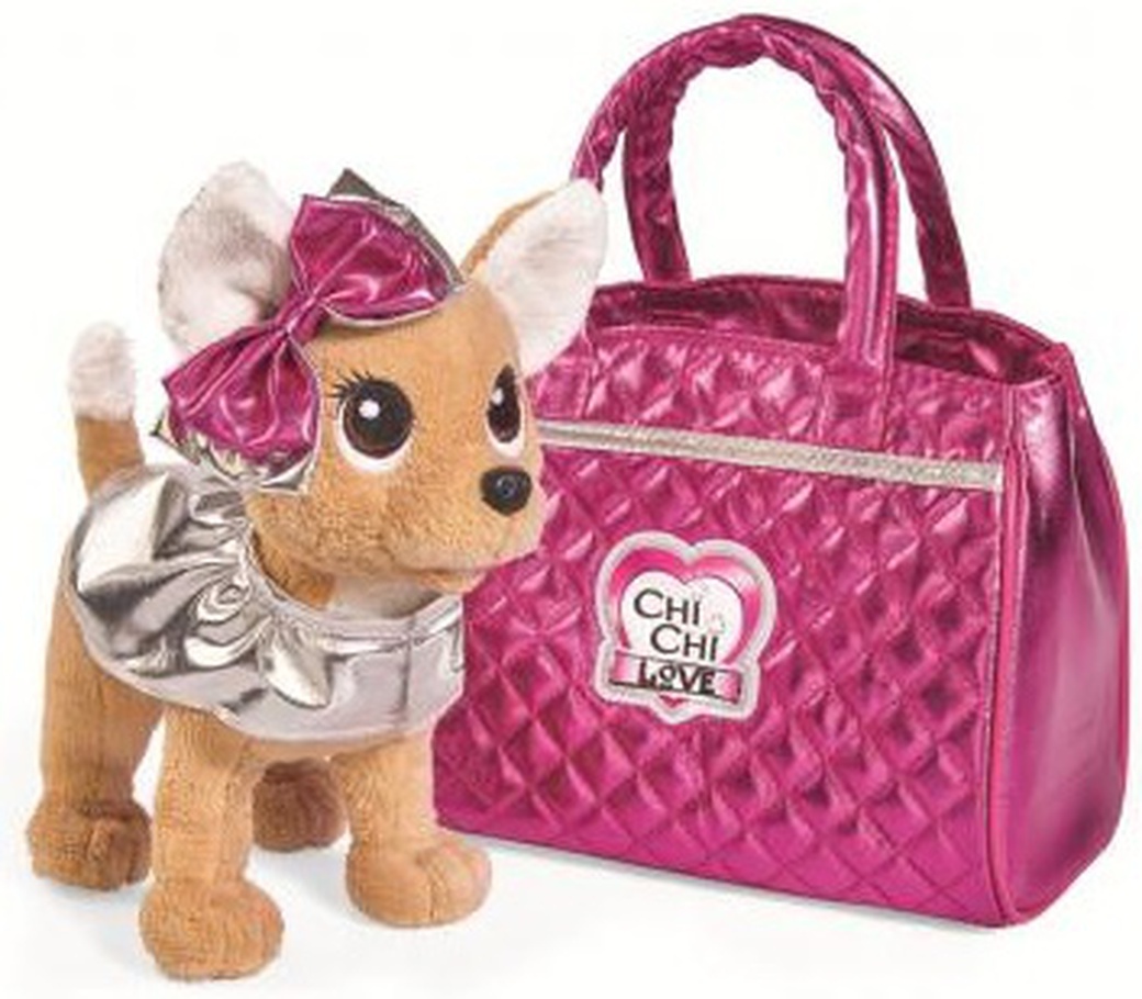Simba Chi-Chi love Плюшевая собачка Гламур с розовой сумочкой и бантом, 20 см фото