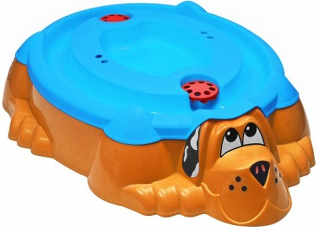 Marian Plast Песочница-бассейн - Собачка с крышкой (оранжевый, голубой) 432 фото
