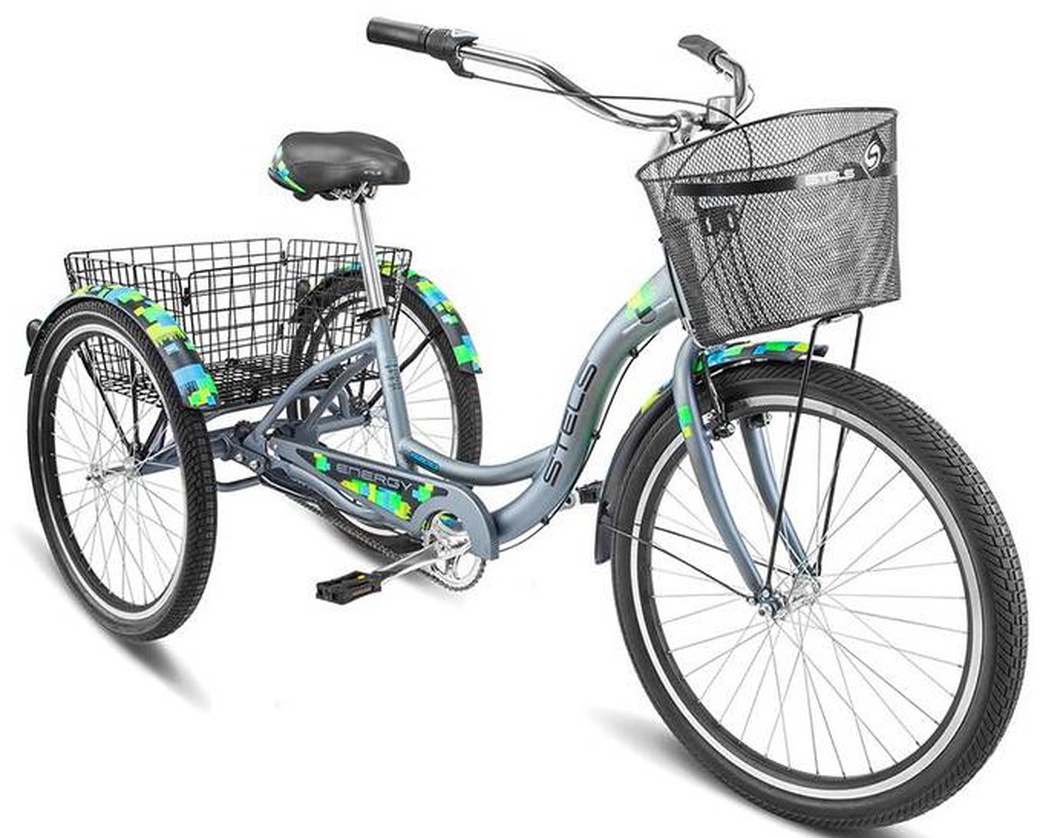 Велосипед Stels Energy III 26" V030 Зеленый/Синий (с корзиной) (LU085325) 16" фото