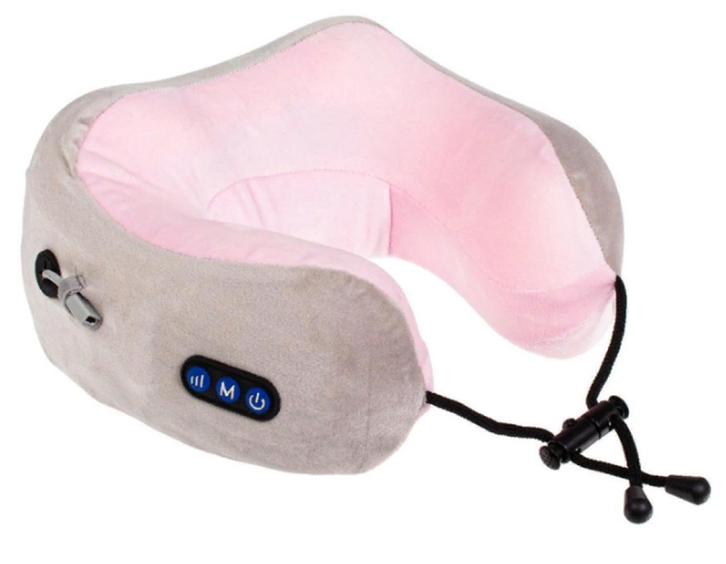 Массажная подушка для шеи с завязками Bradex, серо-розовый фото