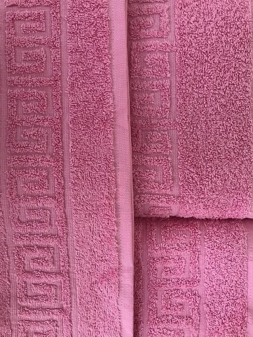 Полотенце махровое ADT с жакк. бордюром "греческий" 70х140 (430г/м.кв.) розовое фото