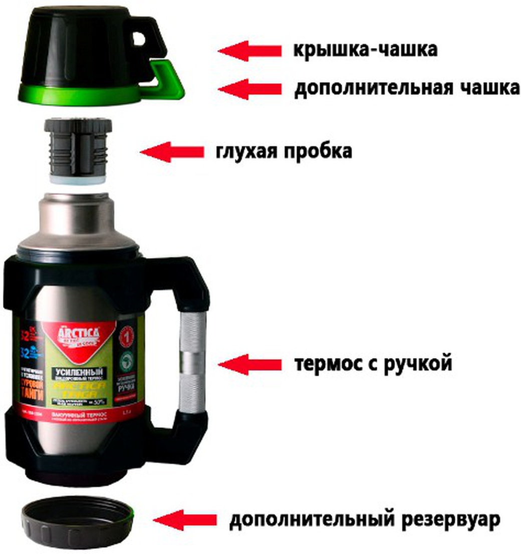 Термос для напитков Арктика ТАЙГА 110-2200 Серый фото