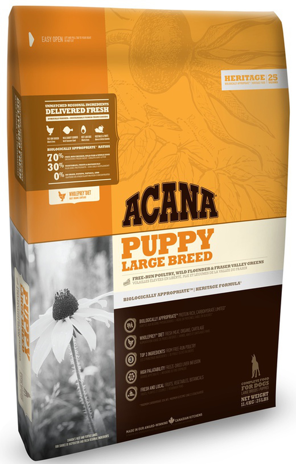 Корм для щенков крупных пород Acana Heritage Puppy Large Breed, курица и индейка, 11,4 кг фото