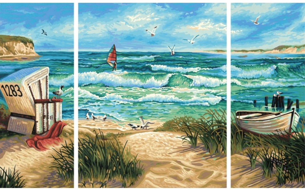 Schipper Триптих Летний отпуск - раскраска по номерам, 50х80 см фото