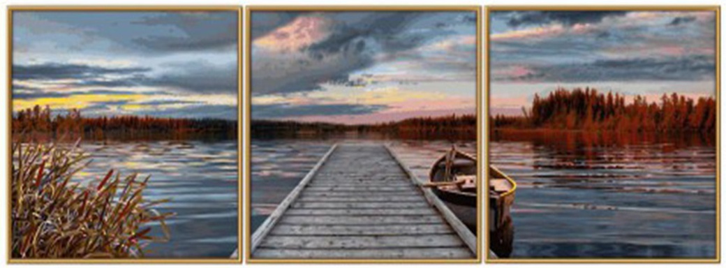 Schipper Триптих Восход на озере - раскраска по номерам, 120х40см фото