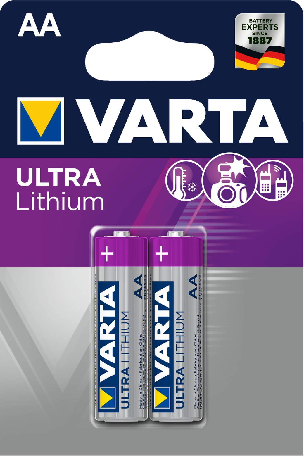 Батарейка литиевая Varta LR6 (AA) Lithium/ULTRA Lithium 1.5В блистер 2шт (6106 301 402) фото