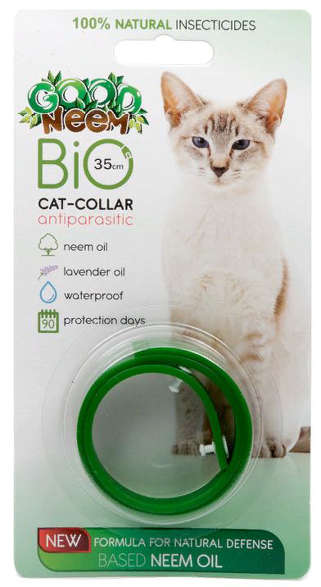 Антипаразитарный БИОошейник GOOD NEEM для кошек с маслом Дерева Ним, зеленый 35см фото