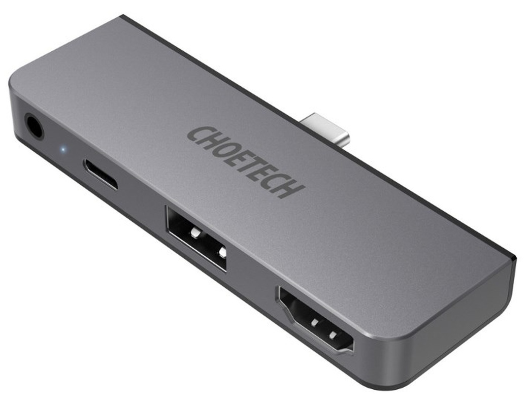 Адаптер CHOETECH USB-C с USB 2.0 / 4K@60Hz HD-видеовыходом / mini jack / порт для зарядки 60 Вт PD фото