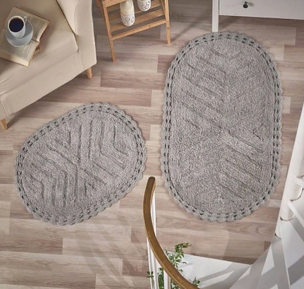 Комплект ковриков Modalin Cross кружевной 2 шт. 60х100 и 50х70 серый фото