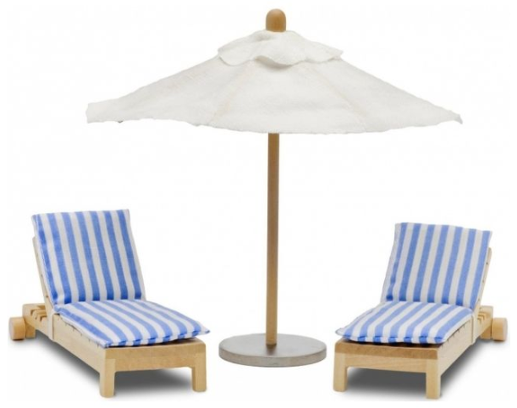 Набор мебели Lundby для домика шезлонги с зонтиком фото
