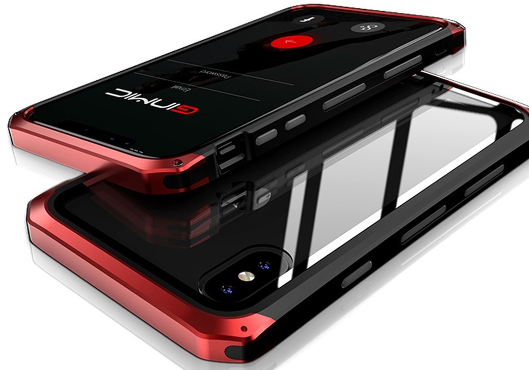 Защитный чехол с закаленным стеклом для iPhone XR, черно-красный фото