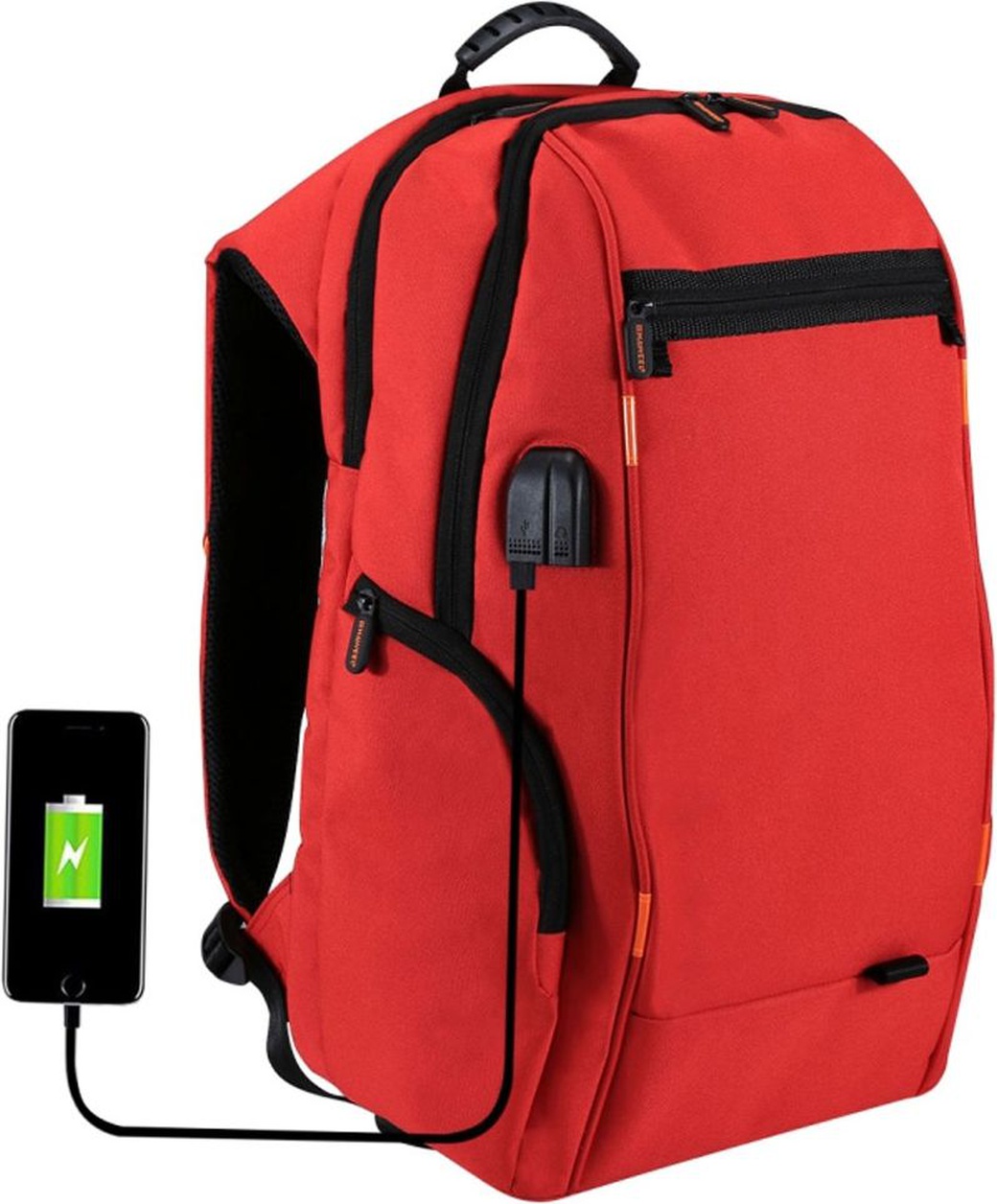 Прогулочный рюкзак с USB портом, красный фото