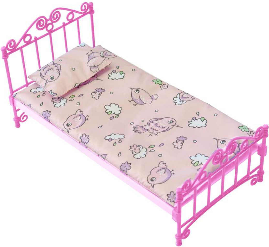 Кроватка ОГОНЁК розовая с постельным бельем фото
