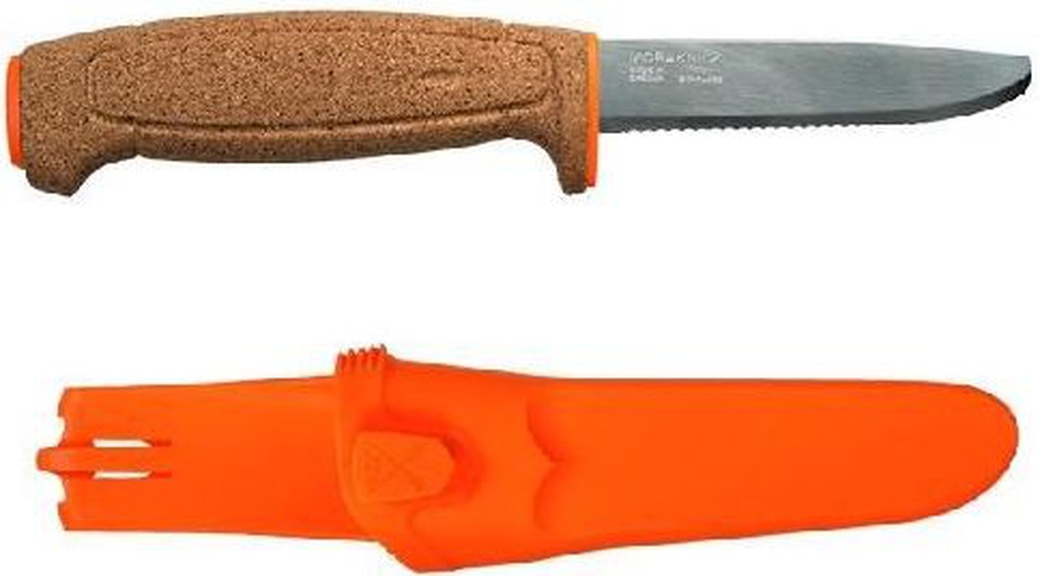 Нож Morakniv Floating Serrated Knife, нержавеющая сталь, пробковая ручка, оранжевый, шт фото