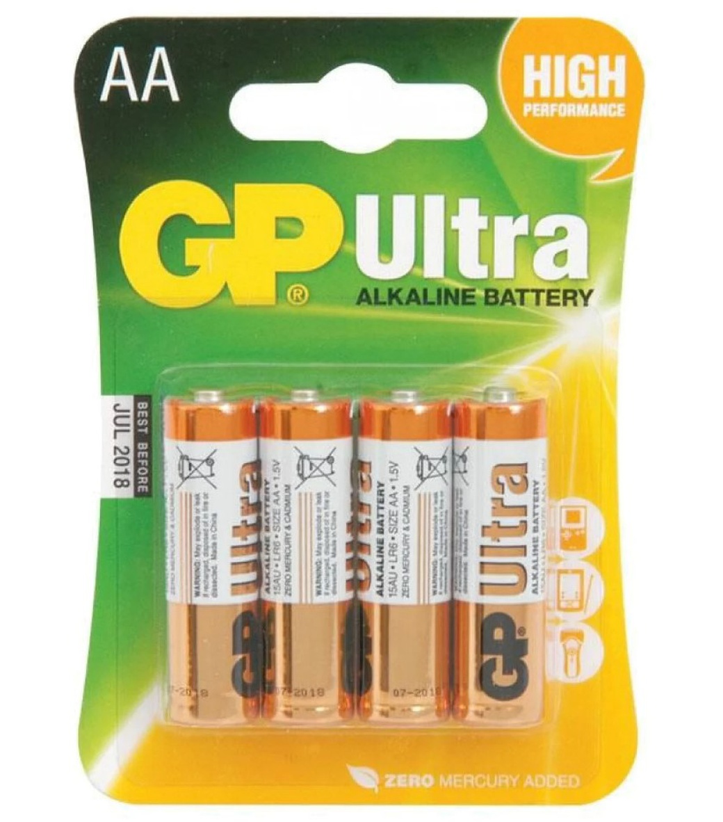 Батарейка щелочная GP LR6 (AA) Ultra Alkaline 1.5В блистер 4 шт фото