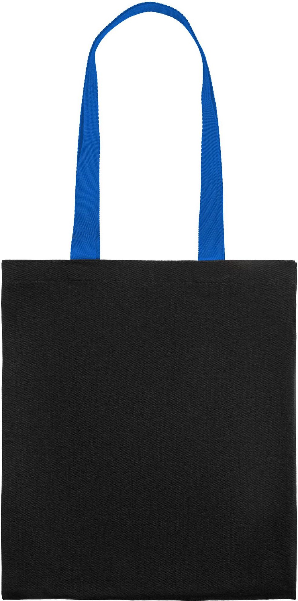 Холщовая сумка BrighTone, черная с ярко-синими ручками фото