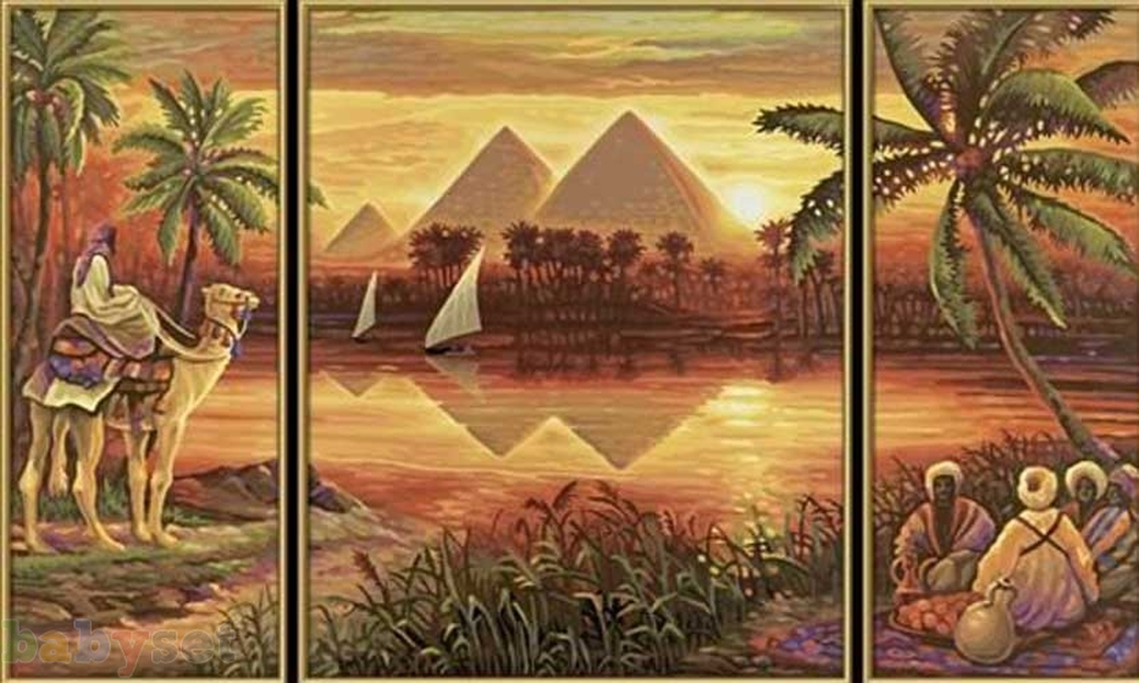 Schipper Триптих Пирамиды - раскраска по номерам, 50х80 см фото