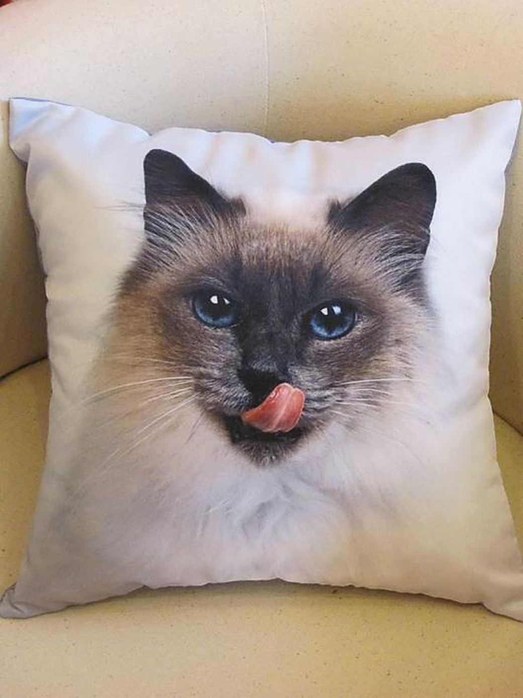 Подушка декоративная Худжанд с фотопечатью Сиамская кошка 35х35 см фото