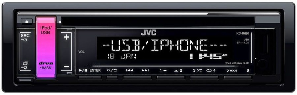 Автомагнитола CD JVC KD-R691 1DIN 4x50Вт фото