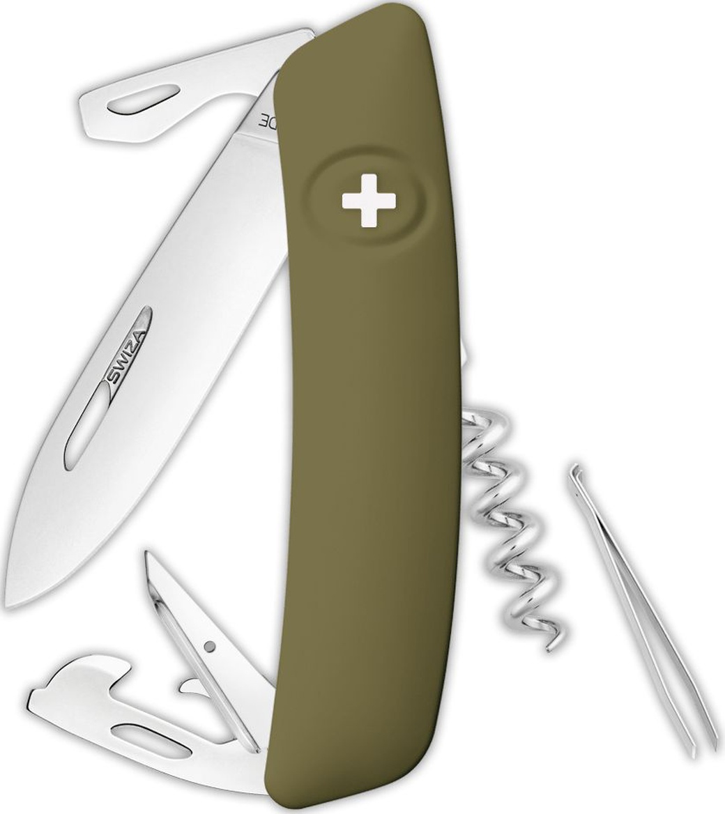 Швейцарский нож SWIZA D03 Standard, 95 мм, 11 функций, темно-зеленый фото