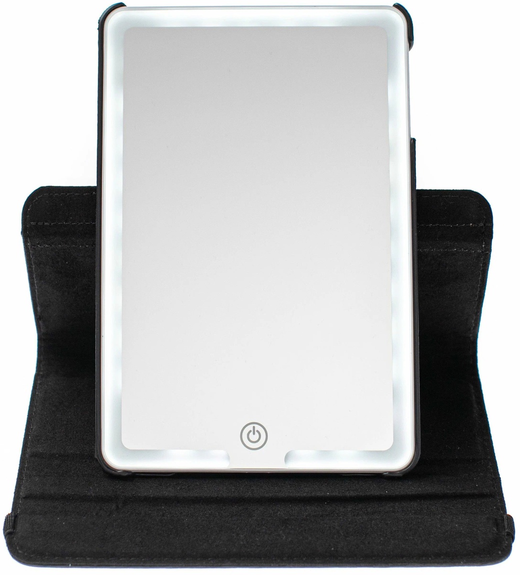 Зеркало косметическое - планшет с LED подсветкой, цвет черный фото