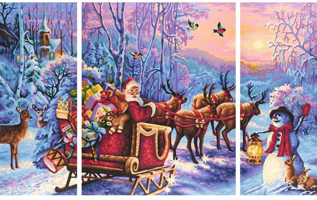 Schipper Раскраска по номерам Триптих Дед Мороз фото
