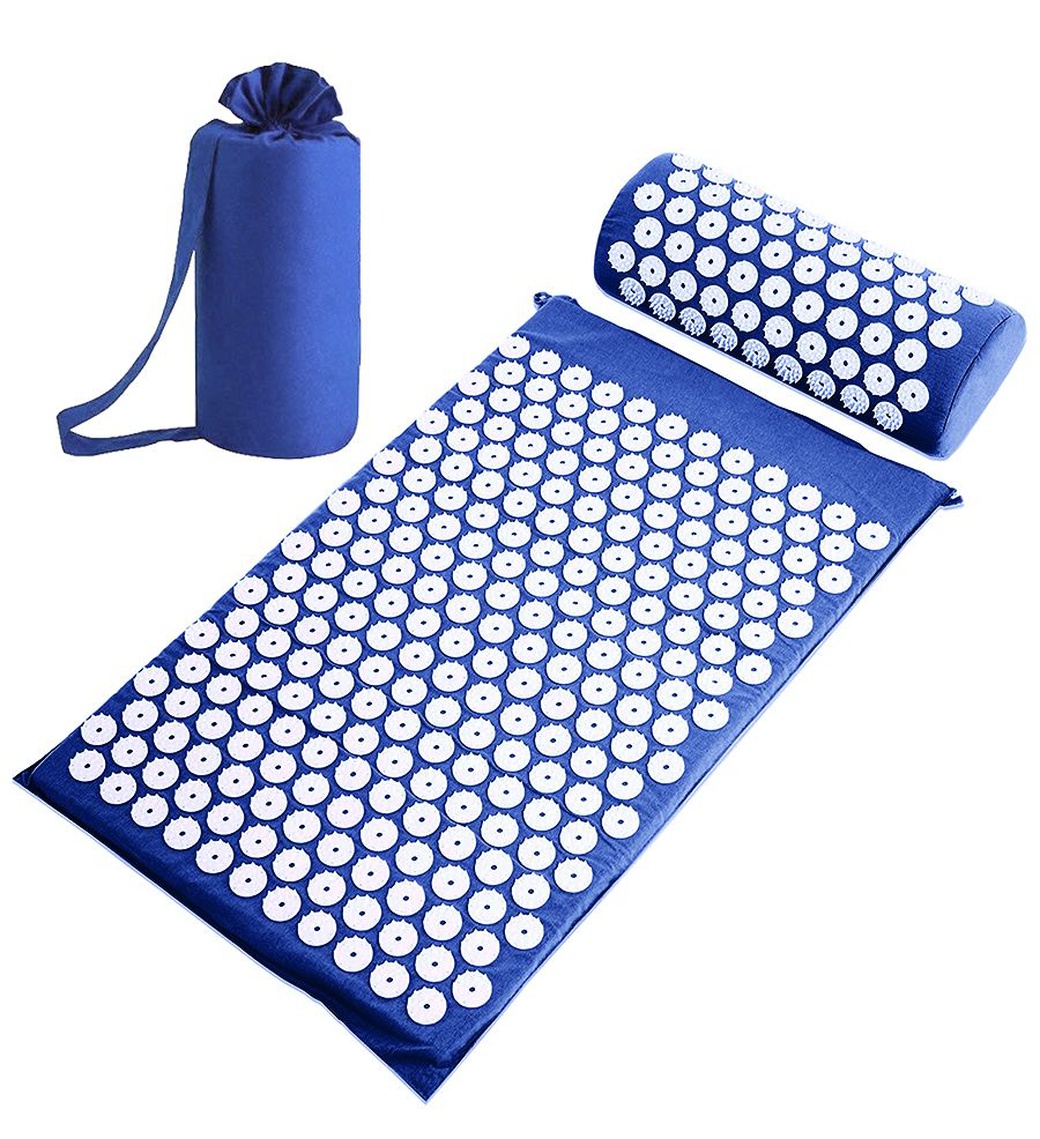 Набор: коврик и валик для акупунктуры CleverCare, цвет синий фото