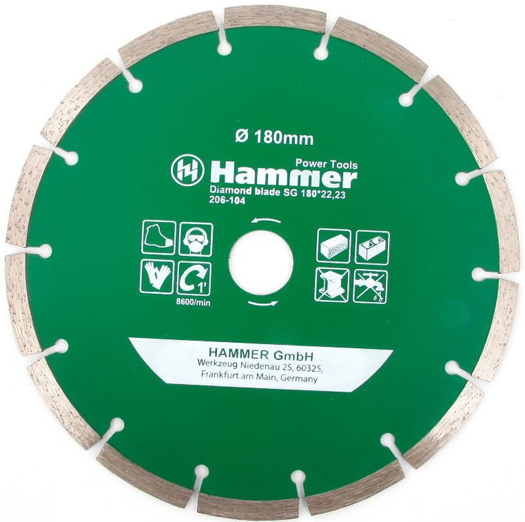 Диск алмазный отрезной Hammer Flex 206-104 DB SG 180x22мм сегментный фото