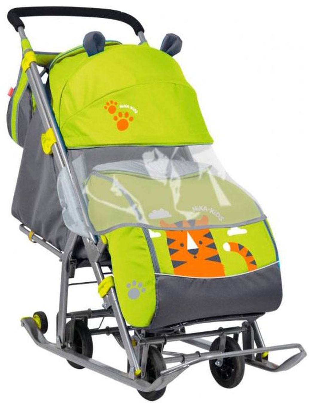 Санки-коляска Ника Детям 7 (Тигр, лимонный) фото