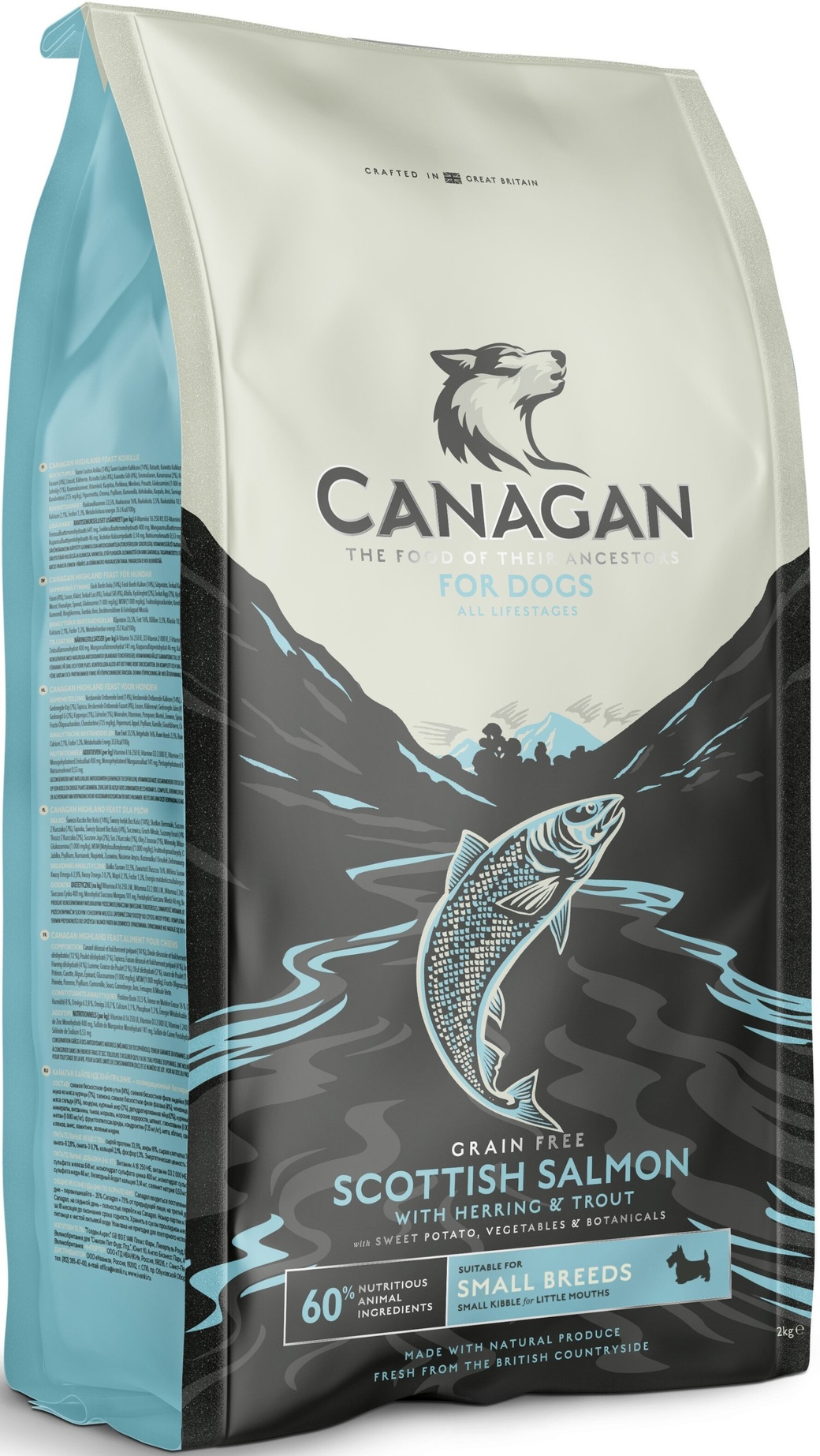 Корм для собак мелких пород беззерновой Canagan GF Scottish Salmon, лосось, 2 кг фото