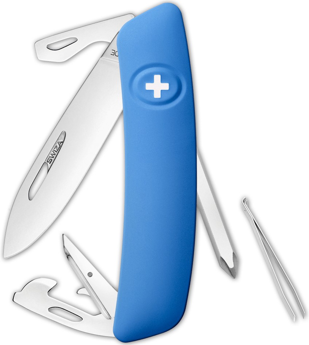Швейцарский нож Swiza D04 Standard, 95 мм, 11 функций, синий (блистер) фото