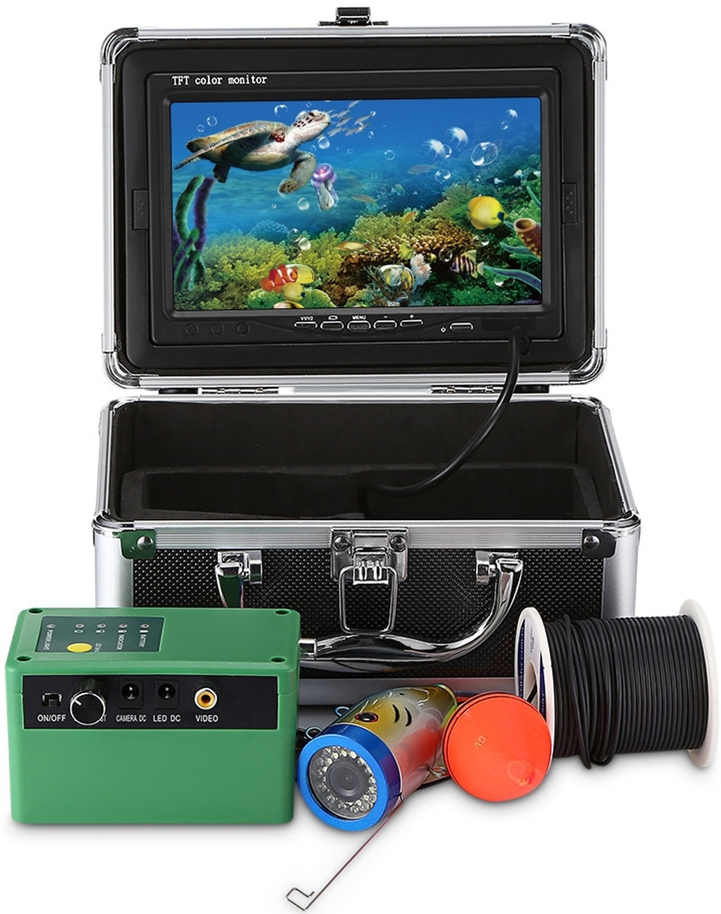 Подводная камера 1000TVL, экран 17,7 см, US штекер (2-pin), черный фото