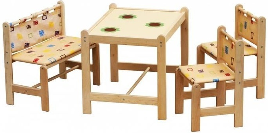 Гном Набор мебели (стол 2 стула скамейка) Малыш-4 фото