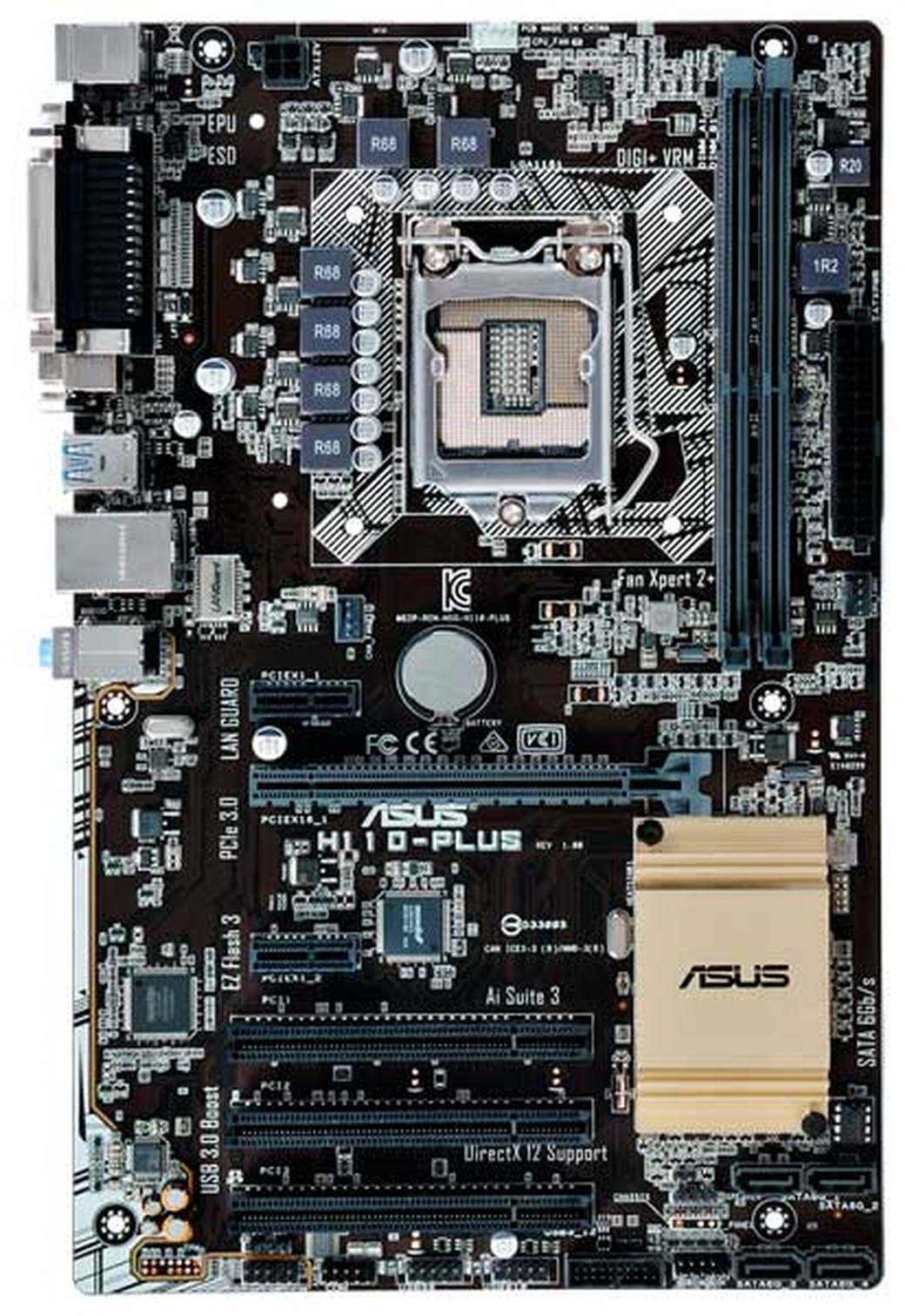 Материнская плата Asus H110M-PLUS Soc-1151 Intel H110 2xDDR4 mATX AC`97 8ch(7.1) GbLAN+VGA+DVI+HDMI фото