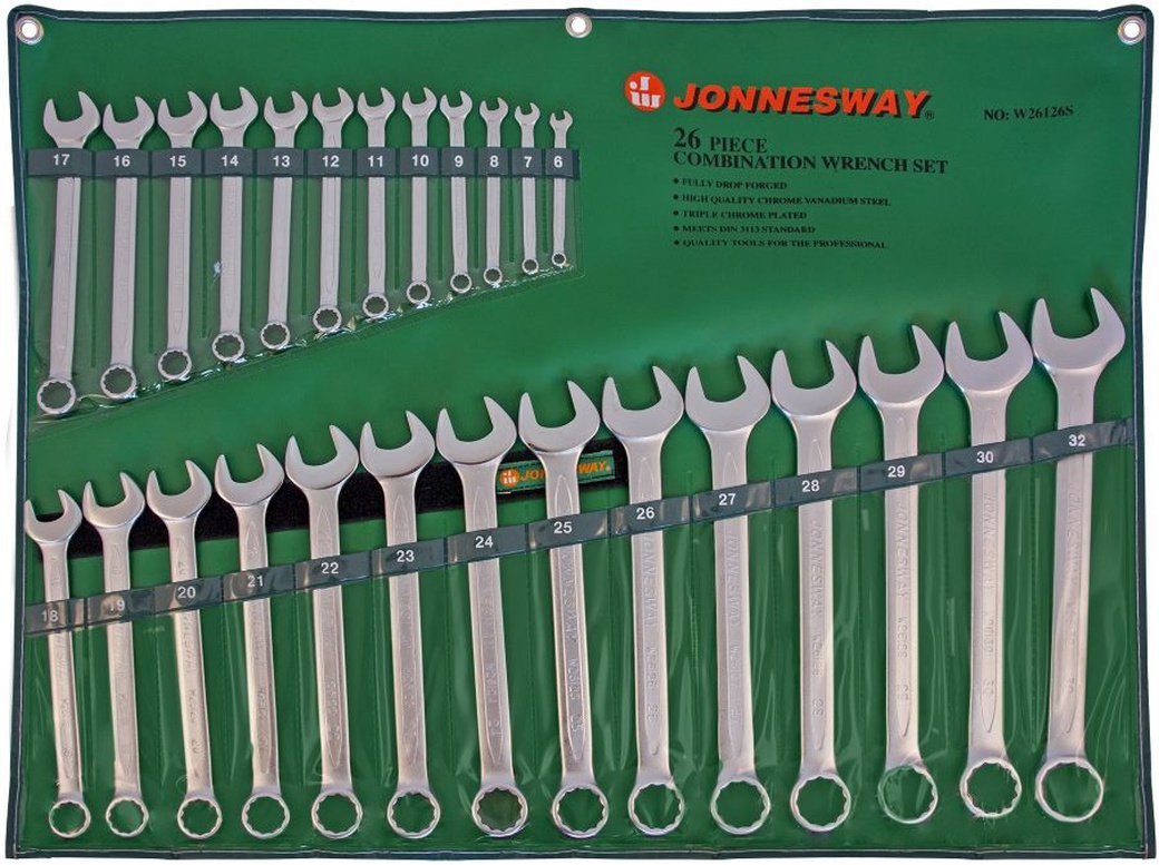 Набор комбинированных ключей JonnesWay W26126S (6 - 32 мм) 26 шт. фото