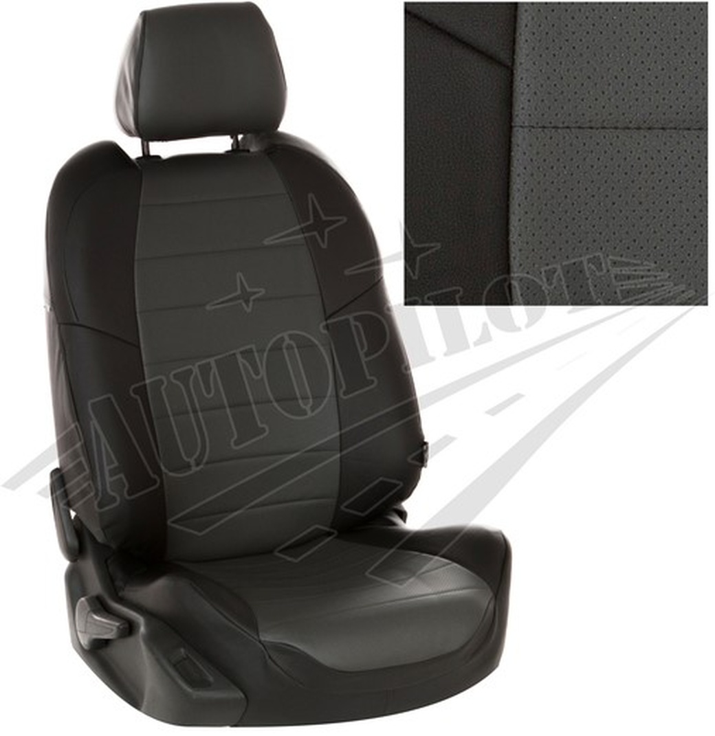 Автомобильные чехлы "Автопилот" Экокожа для Volkswagen Jetta VI c 11г. Черный + Темно-серый фото