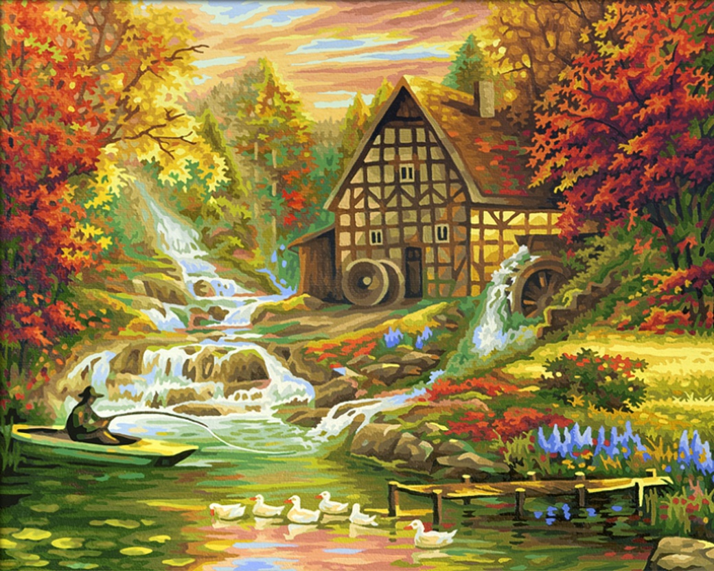 Schipper Осень - раскраска по номерам, 40х50 см фото