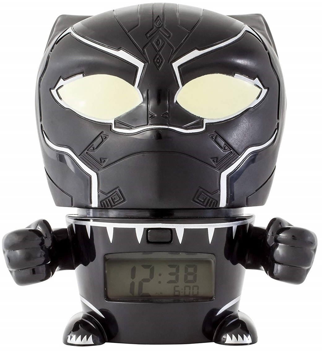 Будильник BulbBotz Marvel, минифигура черный Panther 14 см фото