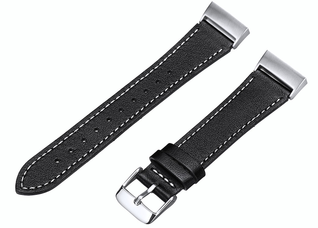 Ремешок для браслета Fitbit Charge 3, кожаный, черный фото
